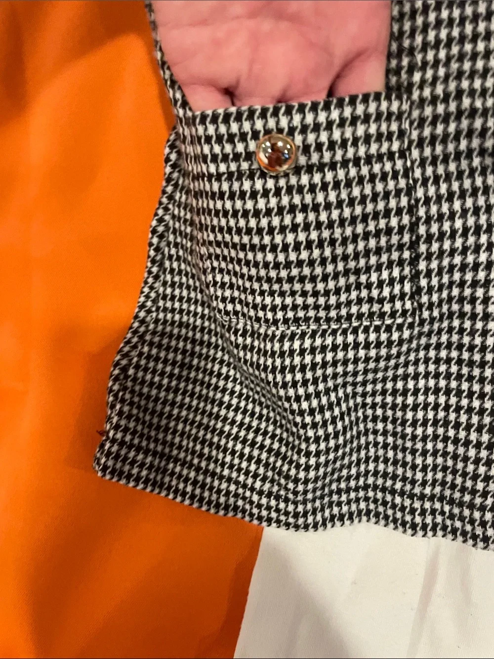 Girls Black & White Houndstooth Pinafore Dress with White Top